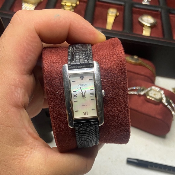 Croton Silver Watch with Black Strap - Picture 1 of 3